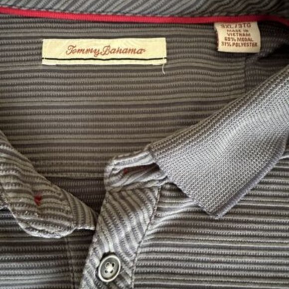Men's Tommy Bahama Polo Short Sleeve Shirt Size 3XL Gray Casual Fit EUC - Picture 2 of 4